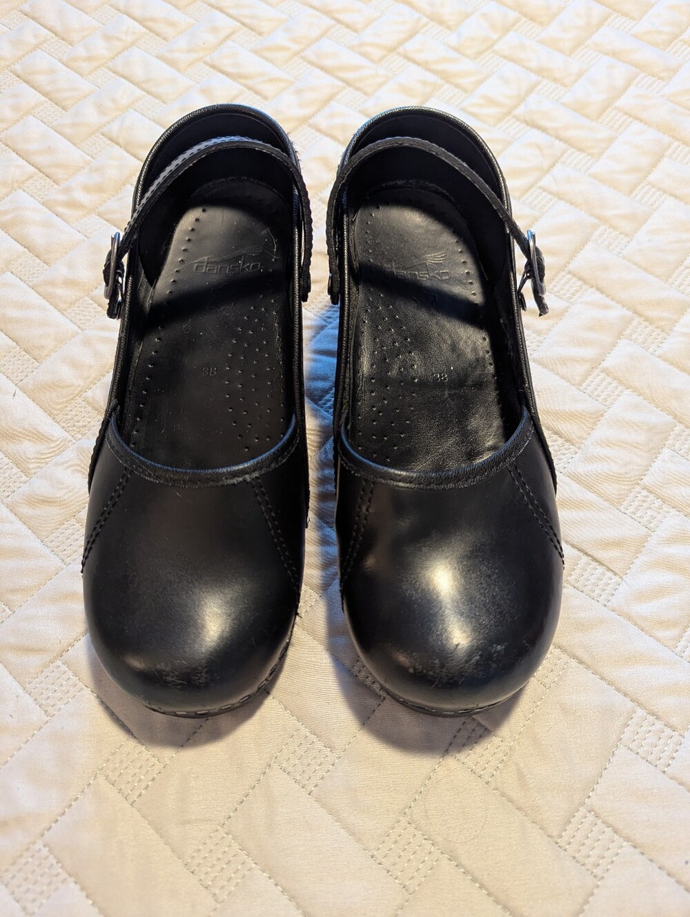 Dansko Clare Mary Jane Clogs Shoes Marcelle Women’s Size 38 US 7.5 Black Leather